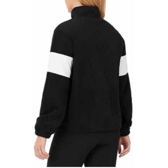 FILA Women's Black Color Block Quarter Zip Fleece Pullover Sweatshirt Sz Medium - Picture 4 of 15